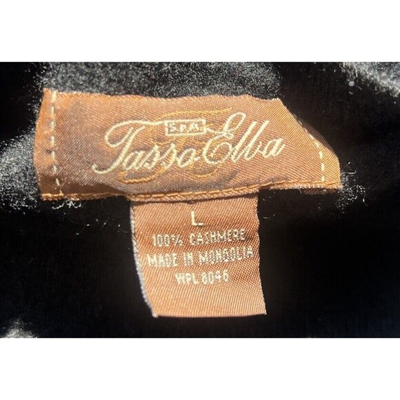 Tasso Elba Spa Men Sweater L Black 100% Cashmere Long Sleeve Polo Style Pullover - Picture 4 of 5